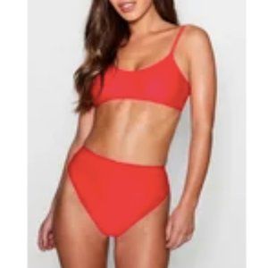 Red high waist bikini set